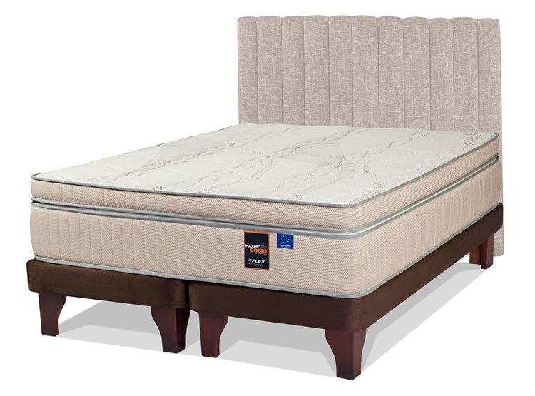 JUEGO DE DORMITORIO FLEX CAMA EUROPEA MÁXIMO COBRE KING + RESPALDO TUBULAR BEIGE - 2
