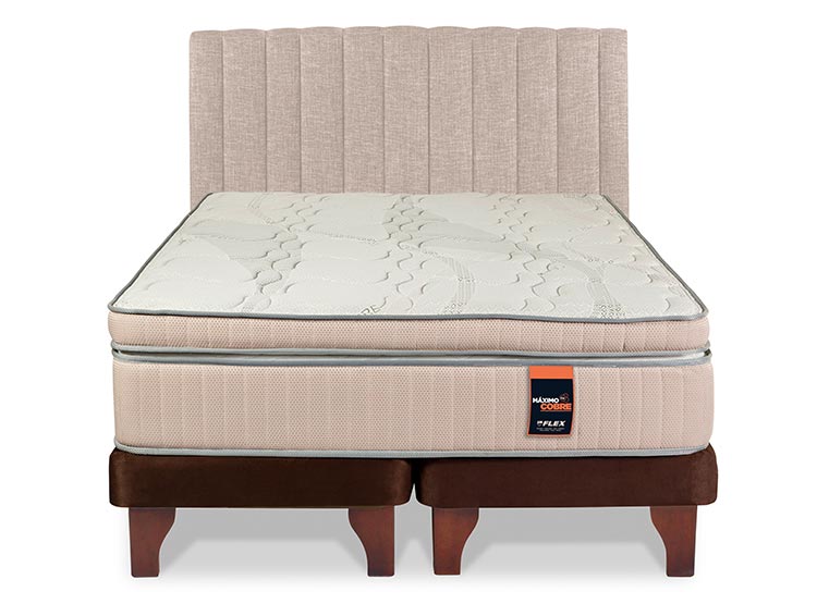 JUEGO DE DORMITORIO FLEX CAMA EUROPEA MÁXIMO COBRE KING + RESPALDO TUBULAR BEIGE - 1