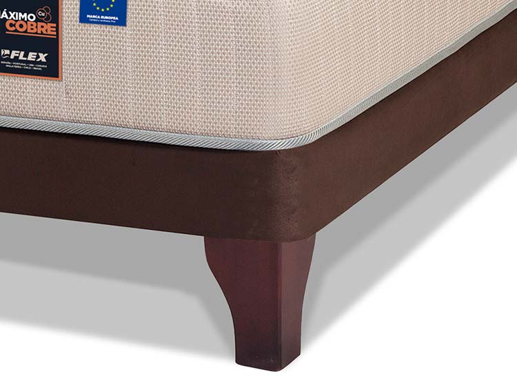 JUEGO DE DORMITORIO FLEX CAMA EUROPEA MÁXIMO COBRE 2 PLAZAS + RESPALDO TUBULAR BEIGE + VELADOR ATENAS - 3