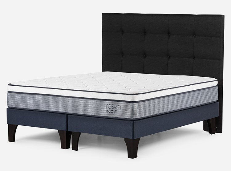 JUEGO DE DORMITORIO ROSEN CAMA EUROPEA INDIE BD 2 PLAZAS + RESPALDO ISSEY GRIS - 3