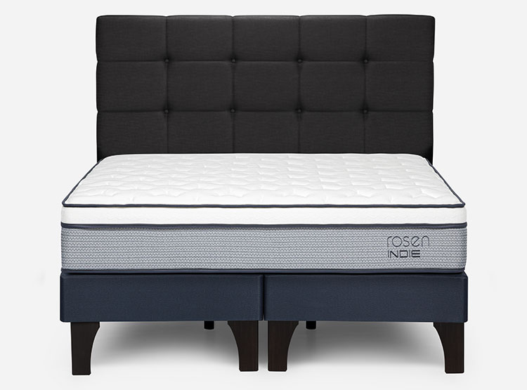 JUEGO DE DORMITORIO ROSEN CAMA EUROPEA INDIE BD 2 PLAZAS + RESPALDO ISSEY GRIS - 1