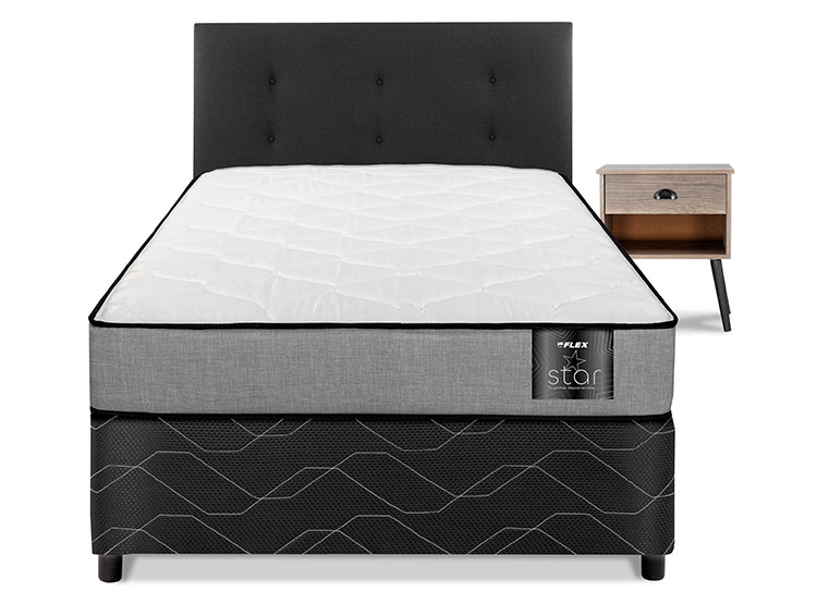 JUEGO DE DORMITORIO FLEX CAMA AMERICANA STAR 1 PLAZA + RESPALDO ROYAL NEGRO + VELADOR ROCK - 2
