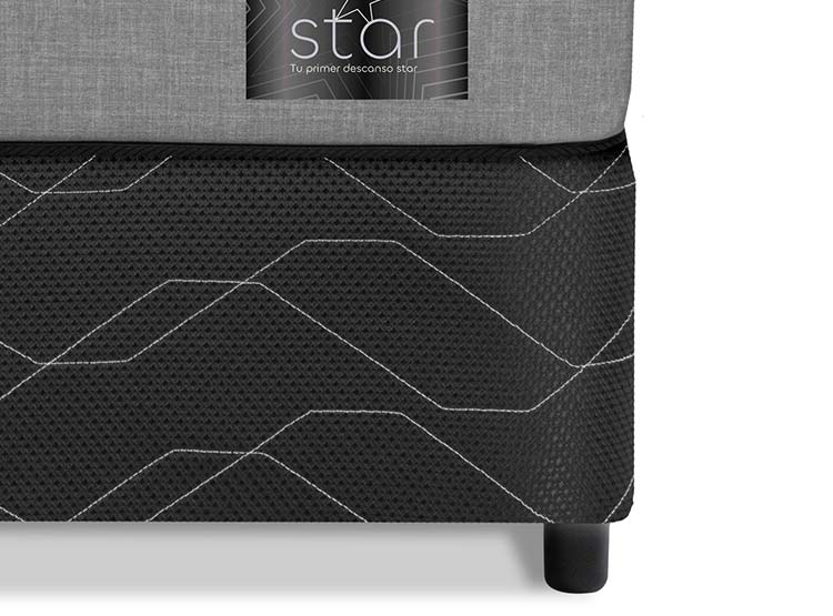 JUEGO DE DORMITORIO FLEX CAMA AMERICANA STAR 1 PLAZA + RESPALDO ROYAL NEGRO + VELADOR ROCK - 3