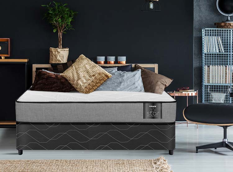 JUEGO DE DORMITORIO FLEX CAMA AMERICANA STAR 1 PLAZA + RESPALDO ROYAL NEGRO + VELADOR ROCK - 5