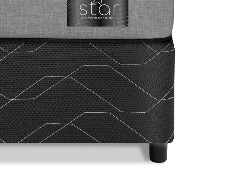 JUEGO DE DORMITORIO FLEX CAMA AMERICANA STAR 1.5 PLAZAS + RESPALDO ROYAL NEGRO - 3