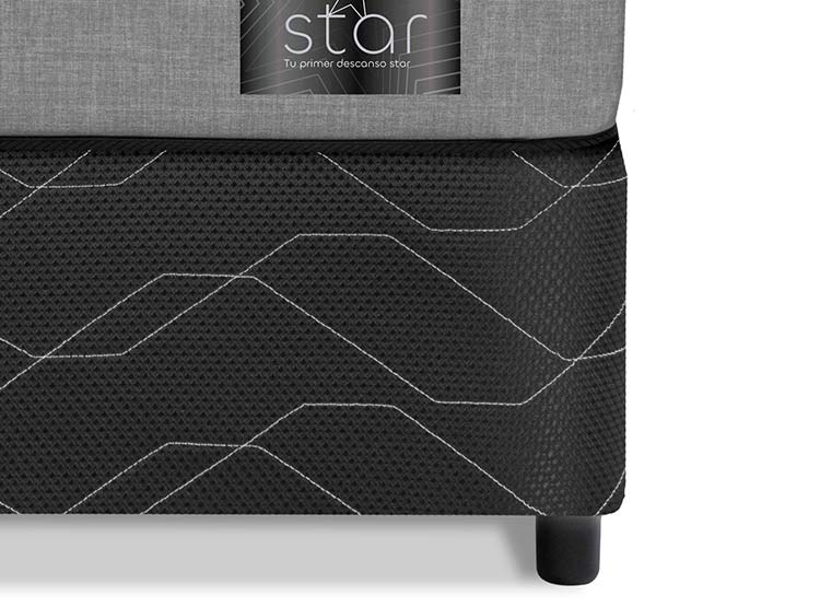 JUEGO DE DORMITORIO FLEX CAMA AMERICANA STAR 1.5 PLAZAS + RESPALDO ROYAL NEGRO + VELADOR ROCK - 3