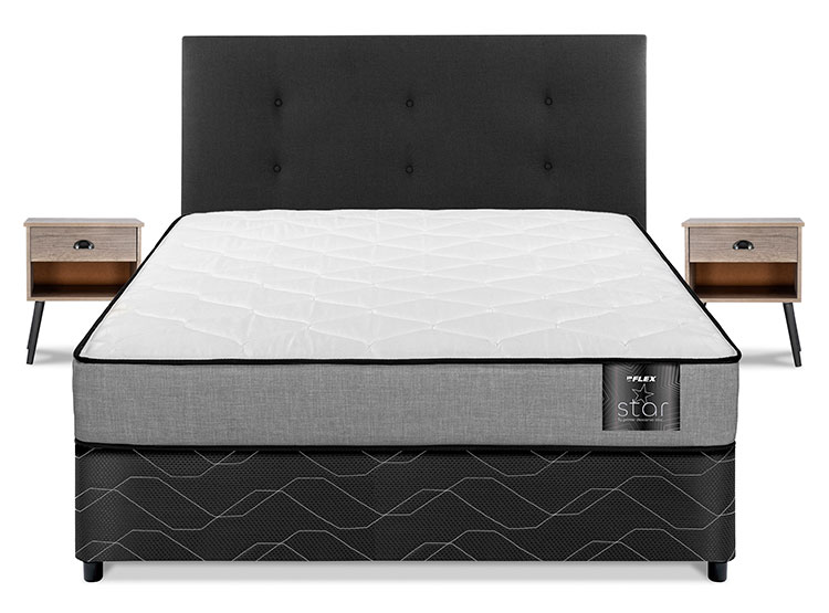 JUEGO DE DORMITORIO FLEX CAMA AMERICANA STAR 2 PLAZAS + RESPALDO ROYAL NEGRO + VELADOR ROCK - 2