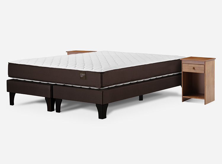 JUEGO DE DORMITORIO ROSEN CAMA EUROPEA ERGO T NEW BD 2 PLAZAS + VELADORES TABOR CAFE - 2