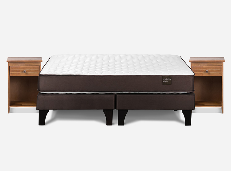 JUEGO DE DORMITORIO ROSEN CAMA EUROPEA ERGO T NEW BD 2 PLAZAS + VELADORES TABOR CAFE - 1