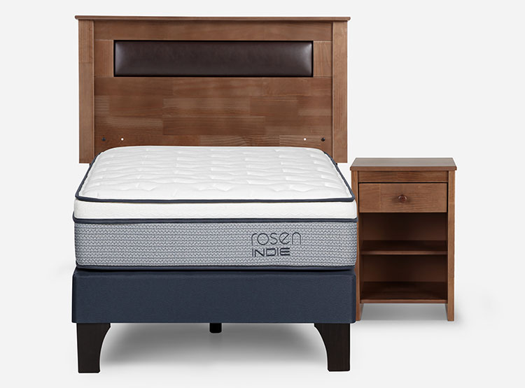 JUEGO DE DORMITORIO ROSEN CAMA EUROPEA INDIE 1.5 PLAZAS AZUL + SET FERRARA