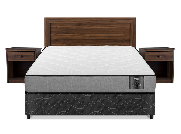 JUEGO DE DORMITORIO FLEX CAMA AMERICANA STAR 2 PLAZAS + SET ASTURIAS - 1