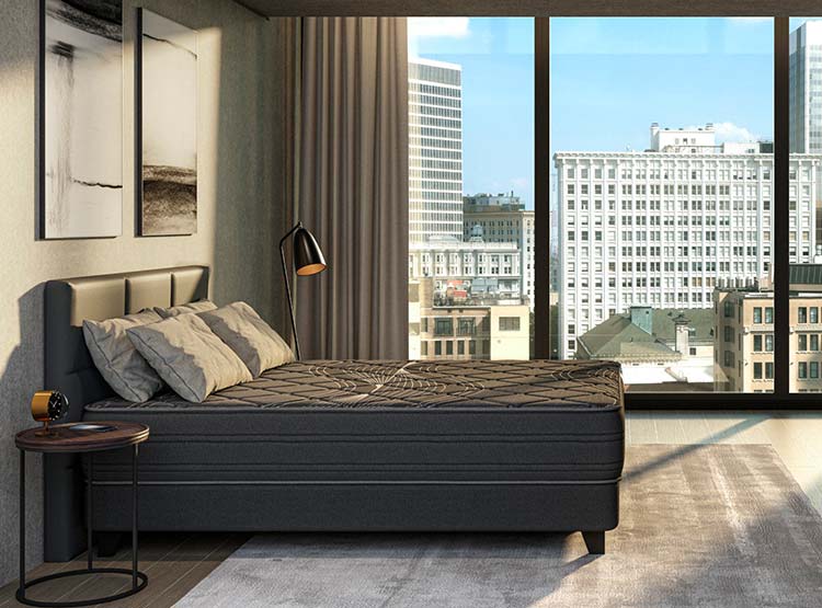 JUEGO DE DORMITORIO FLEX CAMA EUROPEA BLACK BD 2 PLAZAS + RESPALDO ROYAL + VELADORES ROCK - 5