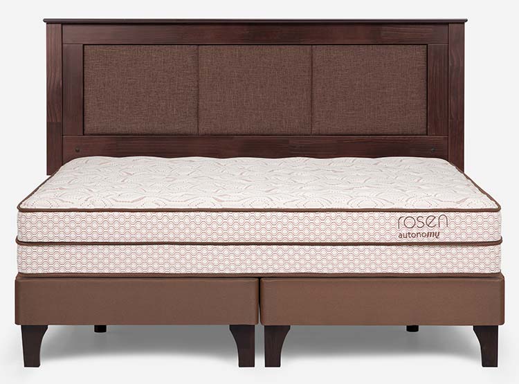 JUEGO DE DORMITORIO ROSEN CAMA EUROPEA AUTONOMY LAND 2 PLAZAS CAFÉ + RESPALDO RACHEL - 1