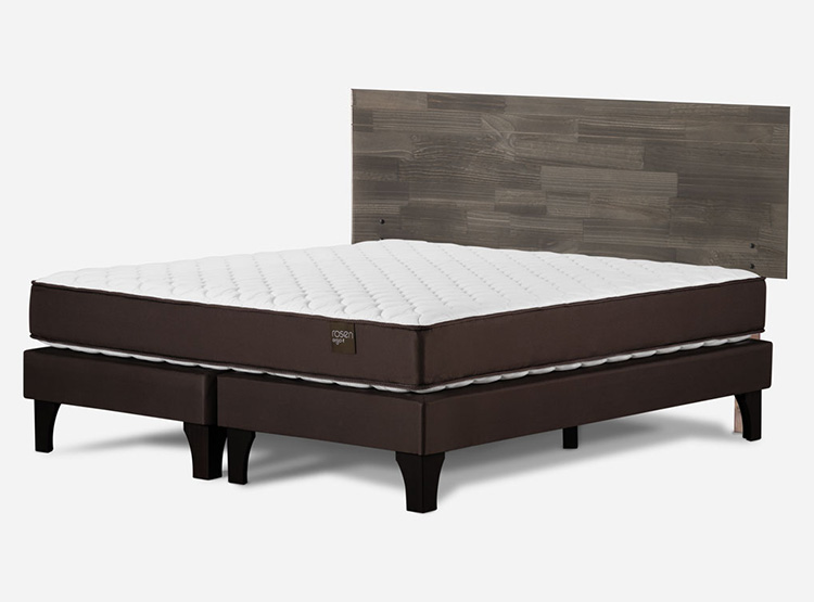 JUEGO DE DORMITORIO ROSEN CAMA EUROPEA ERGO T NEW BD 2 PLAZAS CAFÉ + RESPALDO TABOR GRIS - 2