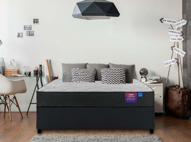 JUEGO DE DORMITORIO FLEX CAMA AMERICANA THERAPEDIC PLUS BD 2 PLAZAS NEGRO + RESPALDO ROYAL + VELADORES ROCK - 6