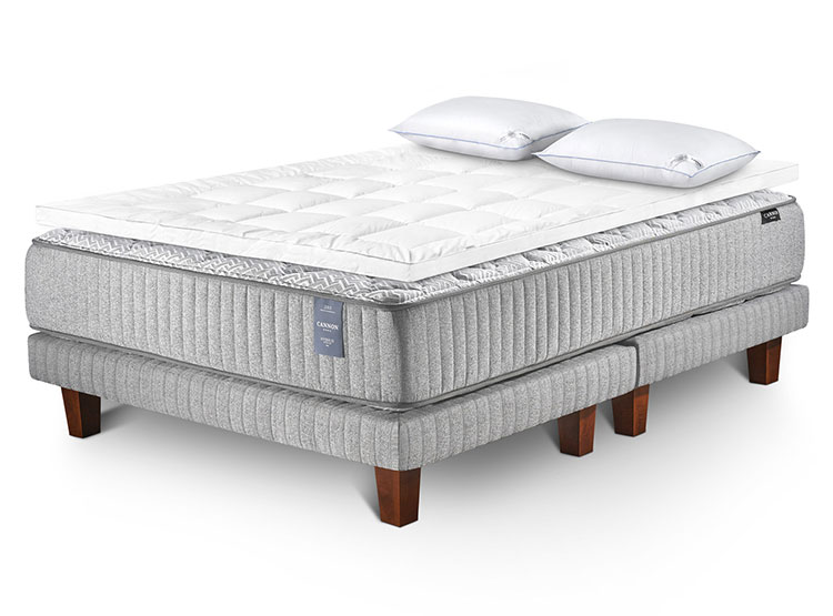 CAMA EUROPEA CANNON HYBRID VISCO 2 PL + TOPPER + ALMOHADAS - 2
