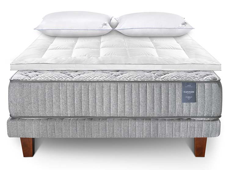 CAMA EUROPEA CANNON HYBRID VISCO 2 PL + TOPPER + ALMOHADAS - 1