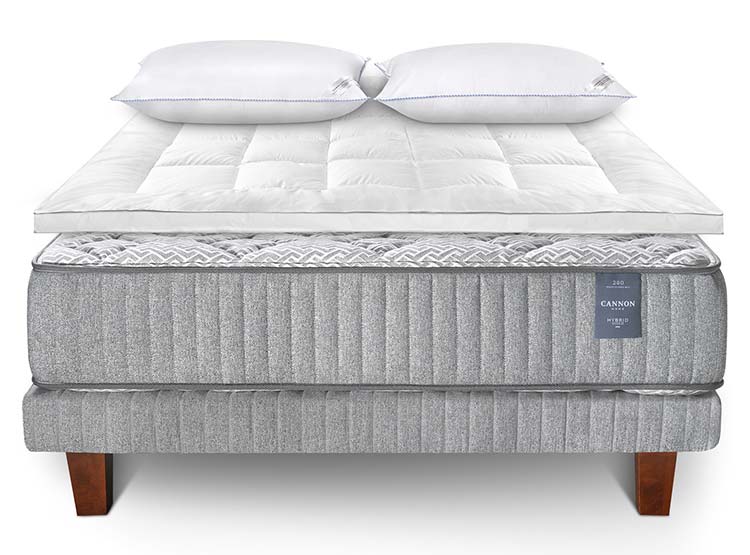 CAMA EUROPEA CANNON HYBRID VISCO KING + TOPPER + ALMOHADAS - 1