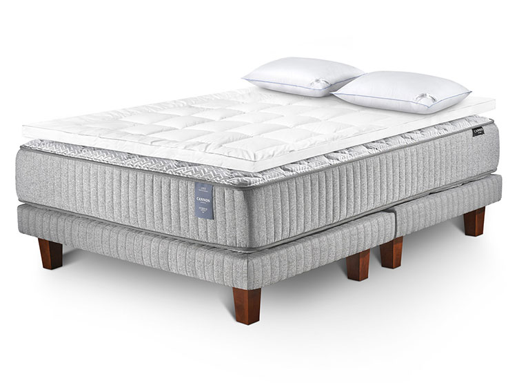 CAMA EUROPEA CANNON HYBRID VISCO SUPER KING + TOPPER + ALMOHADAS - 2