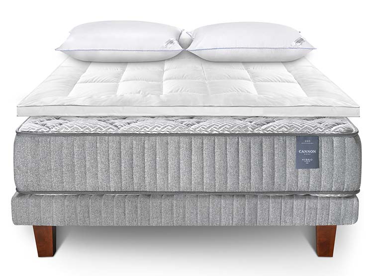 CAMA EUROPEA CANNON HYBRID VISCO SUPER KING + TOPPER + ALMOHADAS - 1