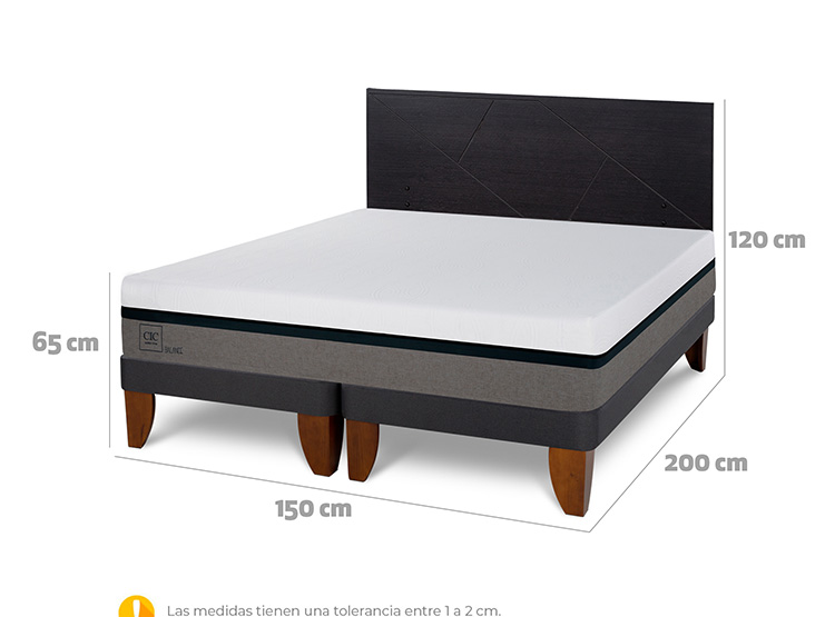 JUEGO DE DORMITORIO CIC CAMA EUROPEA BALANCE BD 2 PLAZAS + RESPALDO VILLARRICA NEGRO - 3