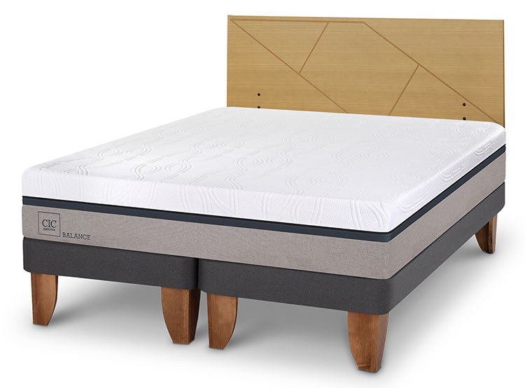 JUEGO DE DORMITORIO CIC CAMA EUROPEA BALANCE BD 2 PLAZAS + RESPALDO VILLARRICA MOSTAZA - 2