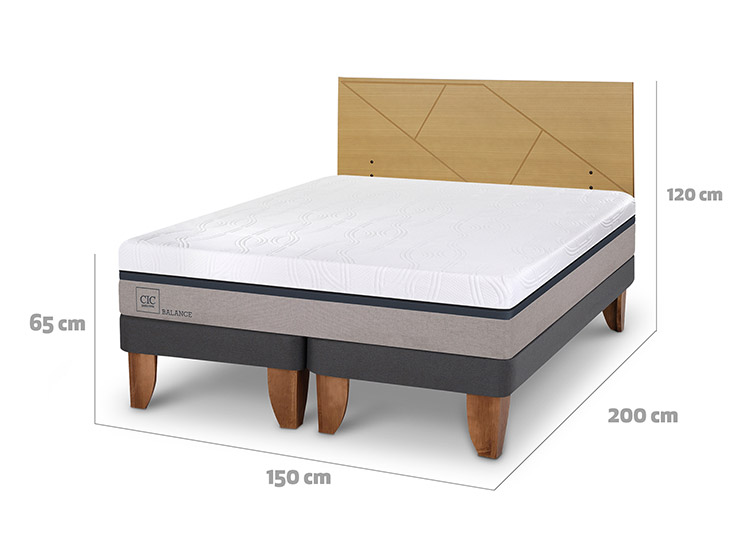 JUEGO DE DORMITORIO CIC CAMA EUROPEA BALANCE BD 2 PLAZAS + RESPALDO VILLARRICA MOSTAZA - 3