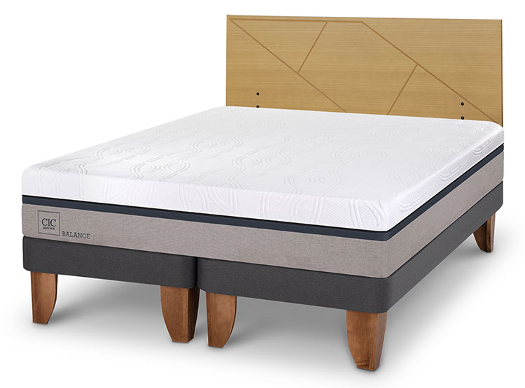JUEGO DE DORMITORIO CIC CAMA EUROPEA BALANCE KING + RESPALDO VILLARRICA MOSTAZA - 2
