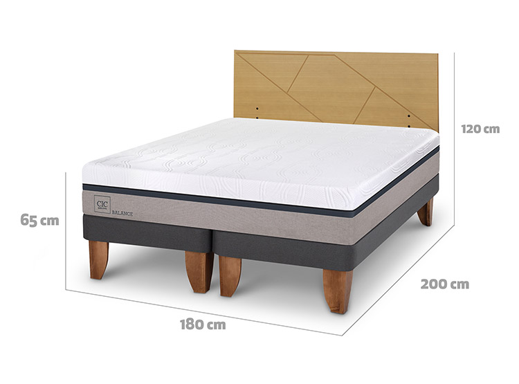 JUEGO DE DORMITORIO CIC CAMA EUROPEA BALANCE KING + RESPALDO VILLARRICA MOSTAZA - 3