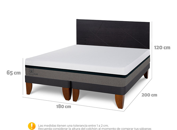 JUEGO DE DORMITORIO CIC CAMA EUROPEA BALANCE KING + RESPALDO VILLARRICA NEGRO - 3