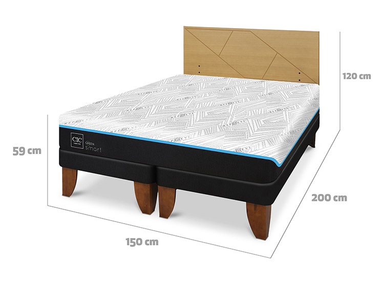JUEGO DE DORMITORIO CIC CAMA EUROPEA GREEN SMART BD 2 PLAZAS + RESPALDO VILLARRICA MOSTAZA - 3