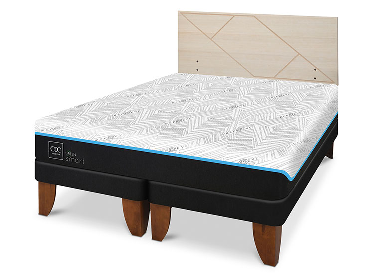 JUEGO DE DORMITORIO CIC CAMA EUROPEA GREEN SMART BD 2 PLAZAS + RESPALDO VILLARRICA ALPINO - 2