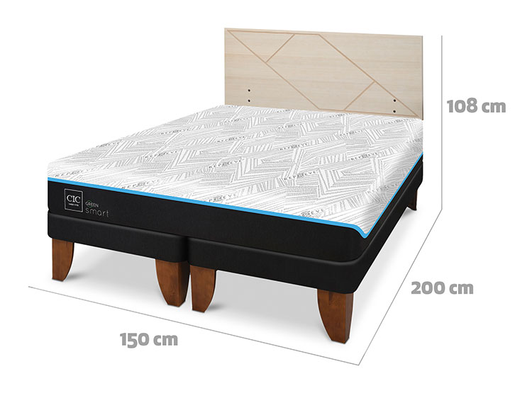 JUEGO DE DORMITORIO CIC CAMA EUROPEA GREEN SMART BD 2 PLAZAS + RESPALDO VILLARRICA ALPINO - 3