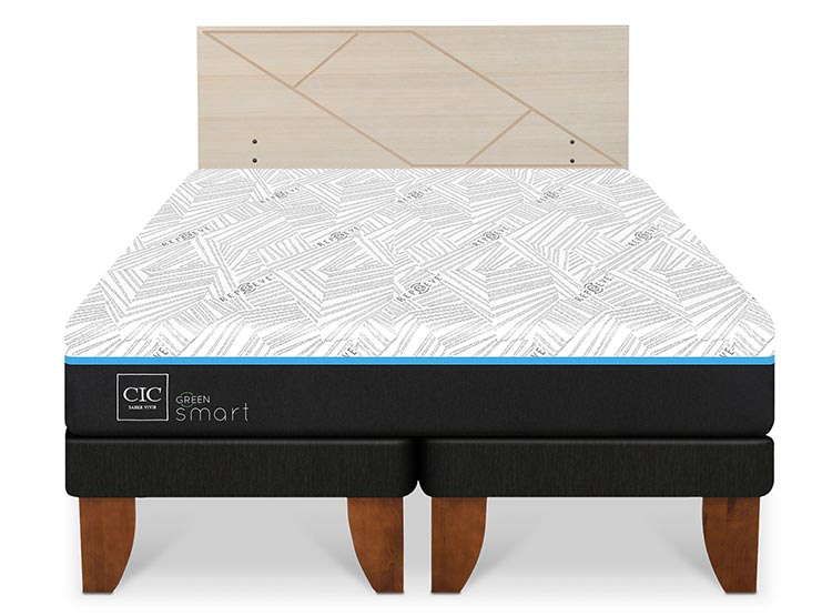 JUEGO DE DORMITORIO CIC CAMA EUROPEA GREEN SMART BD 2 PLAZAS + RESPALDO VILLARRICA ALPINO - 1