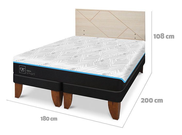 JUEGO DE DORMITORIO CIC CAMA EUROPEA GREEN SMART KING + RESPALDO VILLARRICA ALPINO - 3