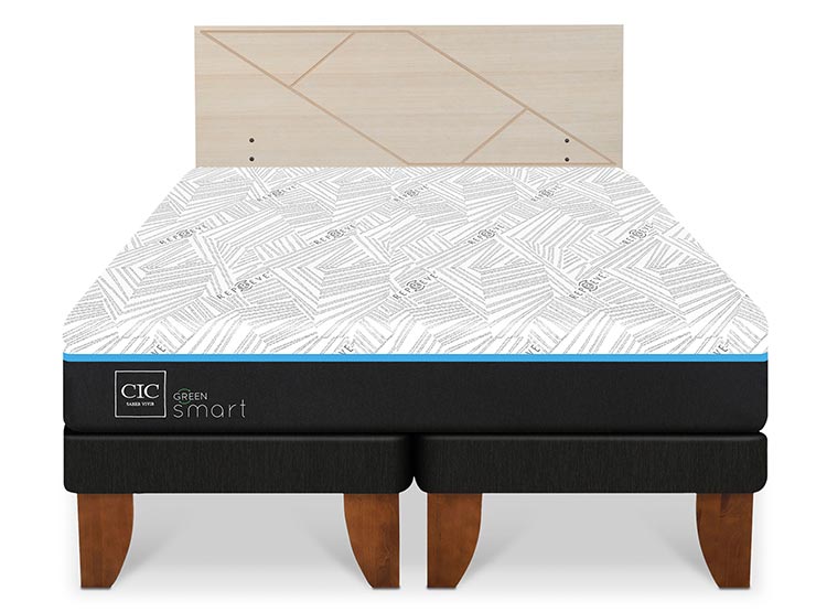 JUEGO DE DORMITORIO CIC CAMA EUROPEA GREEN SMART KING + RESPALDO VILLARRICA ALPINO - 1