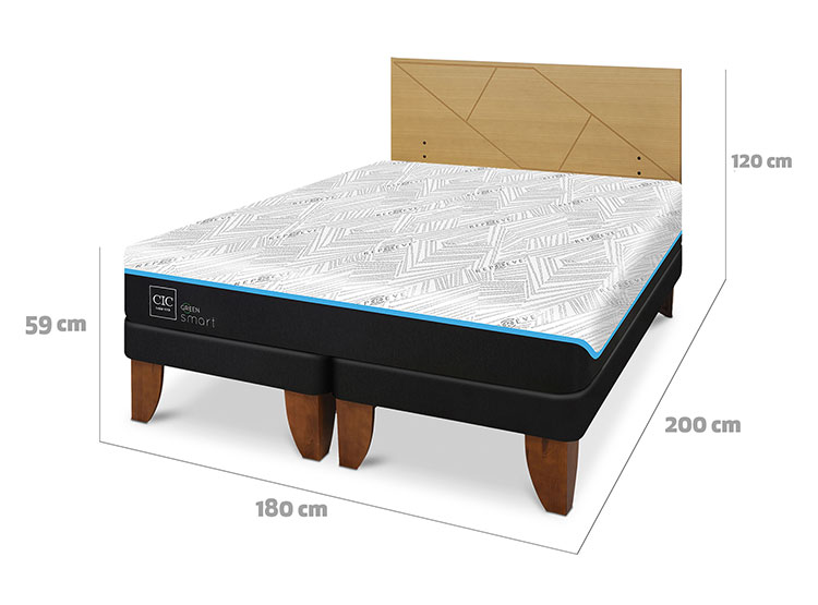 JUEGO DE DORMITORIO CIC CAMA EUROPEA GREEN SMART KING + RESPALDO VILLARRICA MOSTAZA - 3