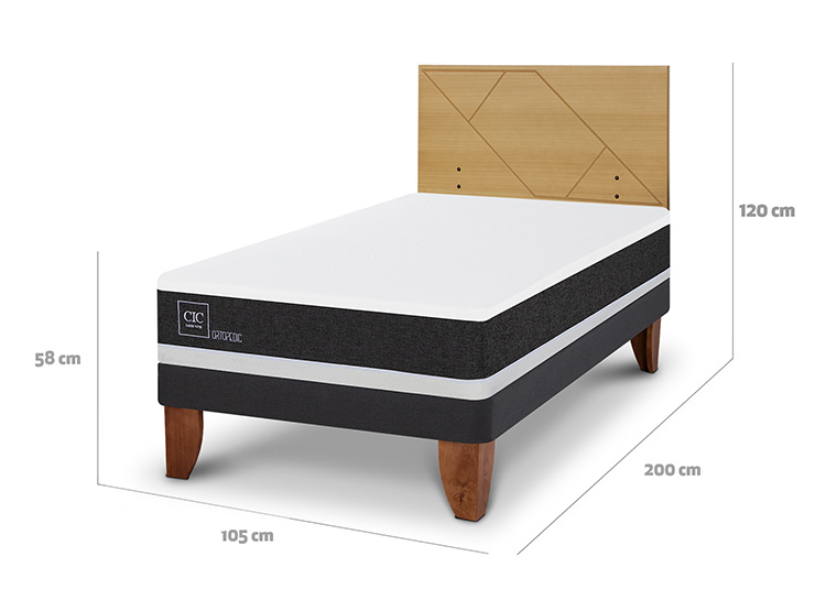 JUEGO DE DORMITORIO CIC CAMA EUROPEA ORTOPEDIC 1.5 PLAZAS + RESPALDO VILLARRICA MOSTAZA - 3