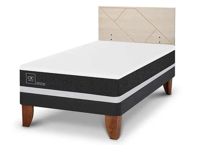 JUEGO DE DORMITORIO CIC CAMA EUROPEA ORTOPEDIC 1.5 PLAZAS + RESPALDO VILLARRICA ALPINO - 2