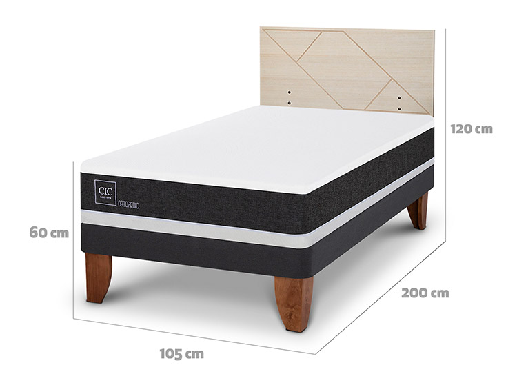 JUEGO DE DORMITORIO CIC CAMA EUROPEA ORTOPEDIC 1.5 PLAZAS + RESPALDO VILLARRICA ALPINO - 3