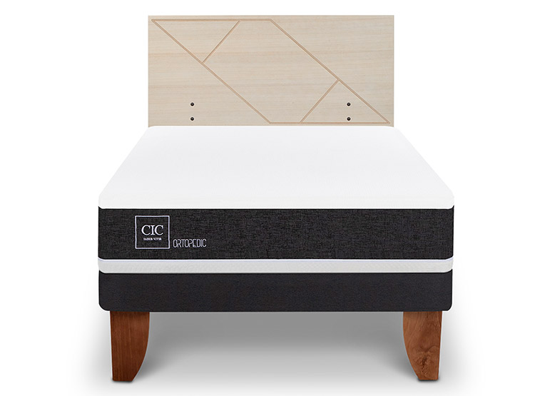 JUEGO DE DORMITORIO CIC CAMA EUROPEA ORTOPEDIC 1.5 PLAZAS + RESPALDO VILLARRICA ALPINO - 1