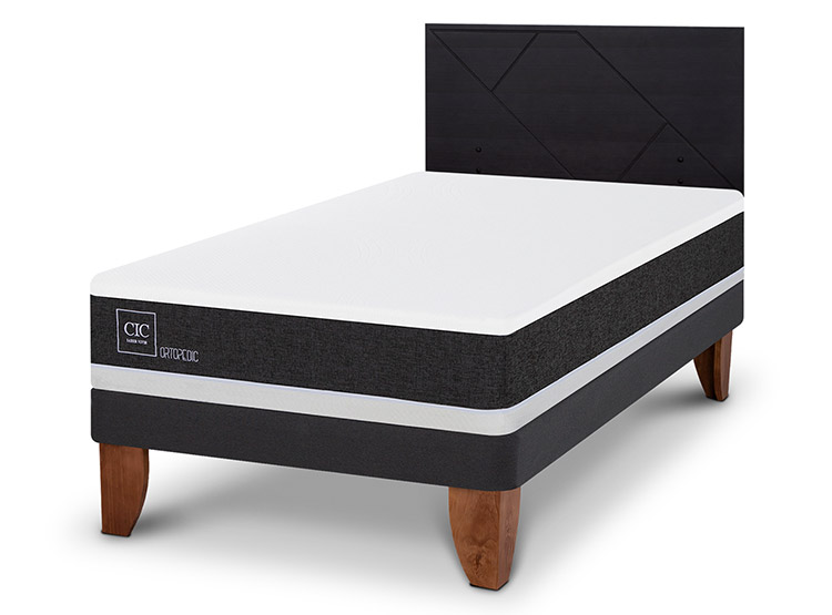 JUEGO DE DORMITORIO CIC CAMA EUROPEA ORTOPEDIC 1.5 PLAZAS + RESPALDO VILLARRICA NEGRO - 2