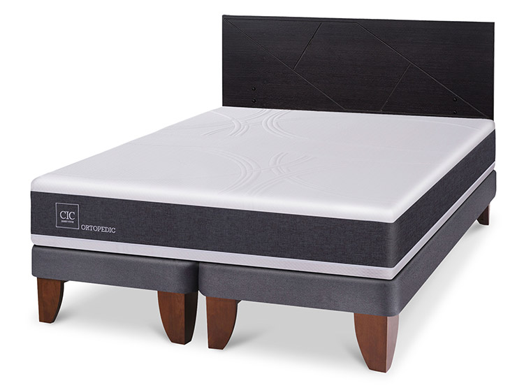 JUEGO DE DORMITORIO CIC CAMA EUROPEA ORTOPEDIC BD 2 PLAZAS + RESPALDO VILLARRICA NEGRO - 2