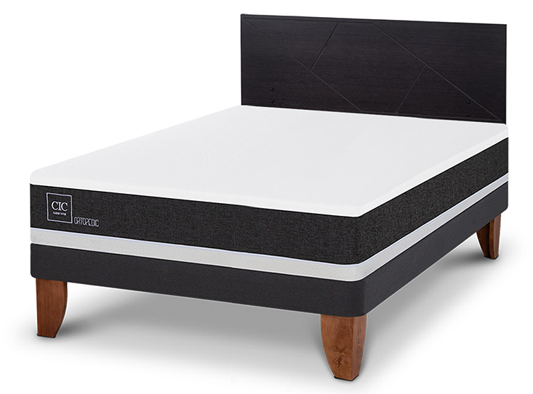 JUEGO DE DORMITORIO CIC CAMA EUROPEA ORTOPEDIC BN 2 PLAZAS + RESPALDO VILLARRICA NEGRO - 2