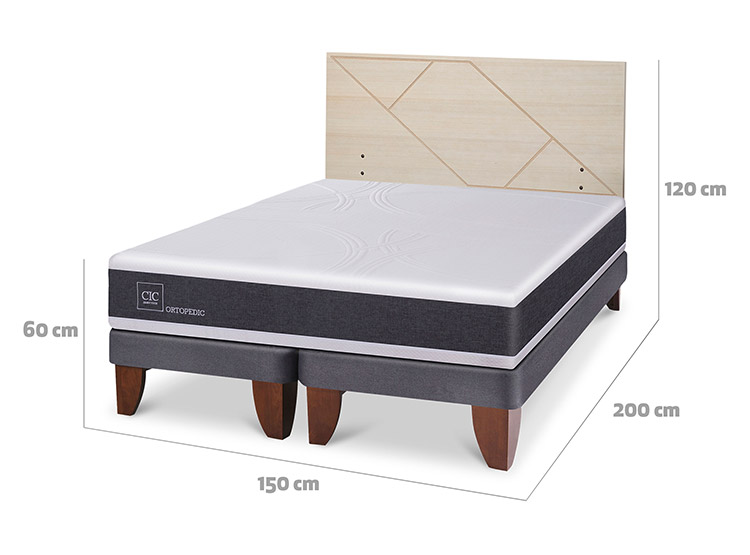 JUEGO DE DORMITORIO CIC CAMA EUROPEA ORTOPEDIC BD 2 PLAZAS + RESPALDO VILLARRICA ALPINO - 3