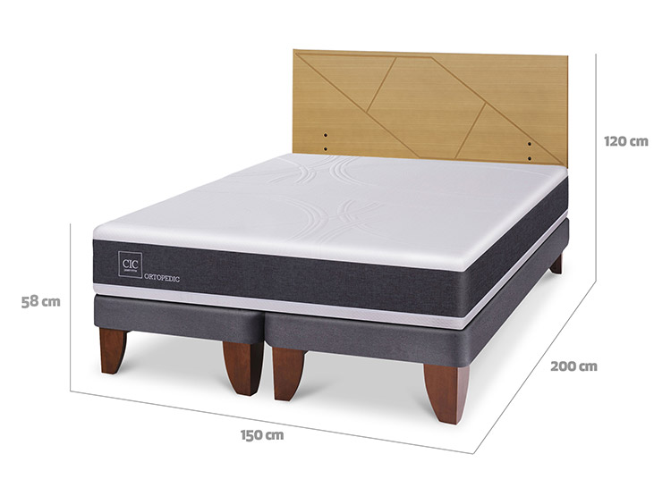 JUEGO DE DORMITORIO CIC CAMA EUROPEA ORTOPEDIC BD 2 PLAZAS + RESPALDO VILLARRICA MOSTAZA - 3