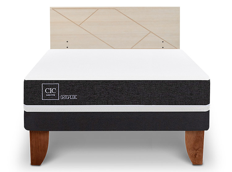 JUEGO DE DORMITORIO CIC CAMA EUROPEA ORTOPEDIC BN 2 PLAZAS + RESPALDO VILLARRICA ALPINO - 1