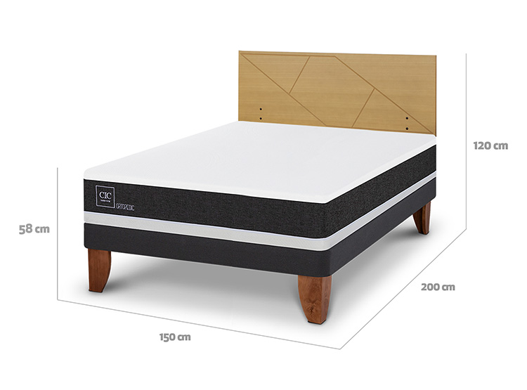 JUEGO DE DORMITORIO CIC CAMA EUROPEA ORTOPEDIC BN 2 PLAZAS + RESPALDO VILLARRICA MOSTAZA - 3