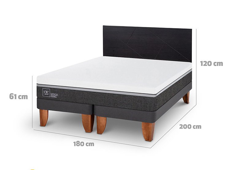 JUEGO DE DORMITORIO CIC CAMA EUROPEA ORTOPEDIC ADVANCE KING + RESPALDO VILLARRICA NEGRO - 3
