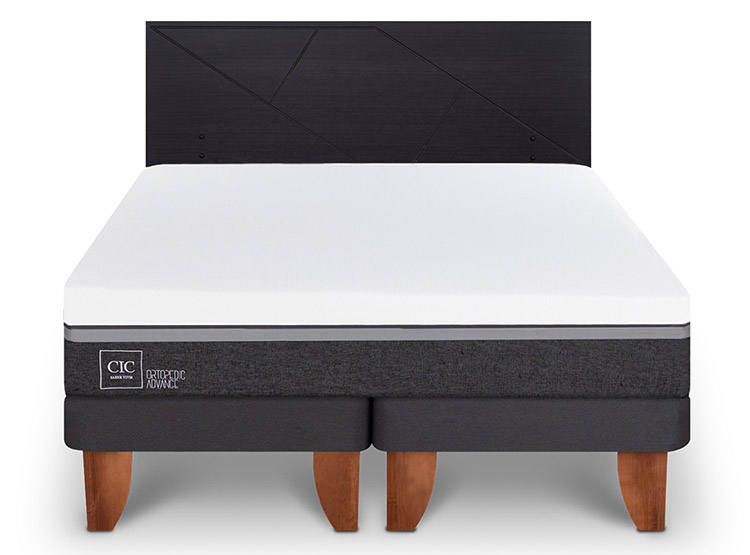 JUEGO DE DORMITORIO CIC CAMA EUROPEA ORTOPEDIC ADVANCE KING + RESPALDO VILLARRICA NEGRO - 1